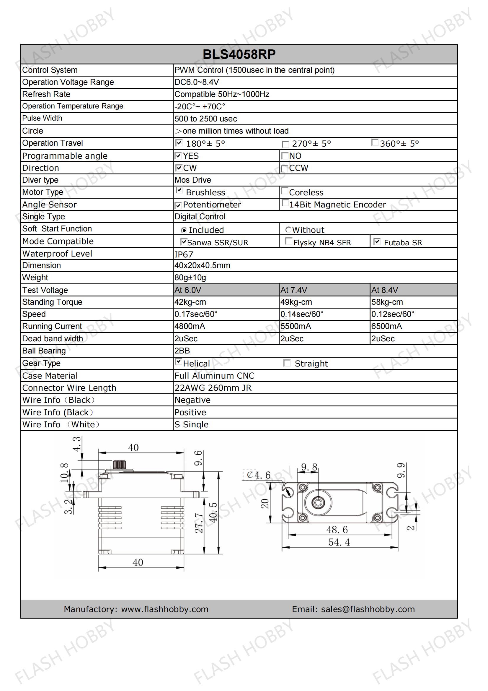 BLS4058RP 58KG Servo sem escova