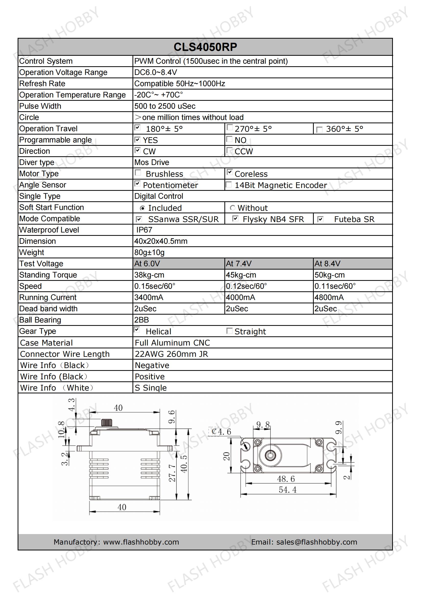 Servo sem núcleo CLS4050RP 50KG