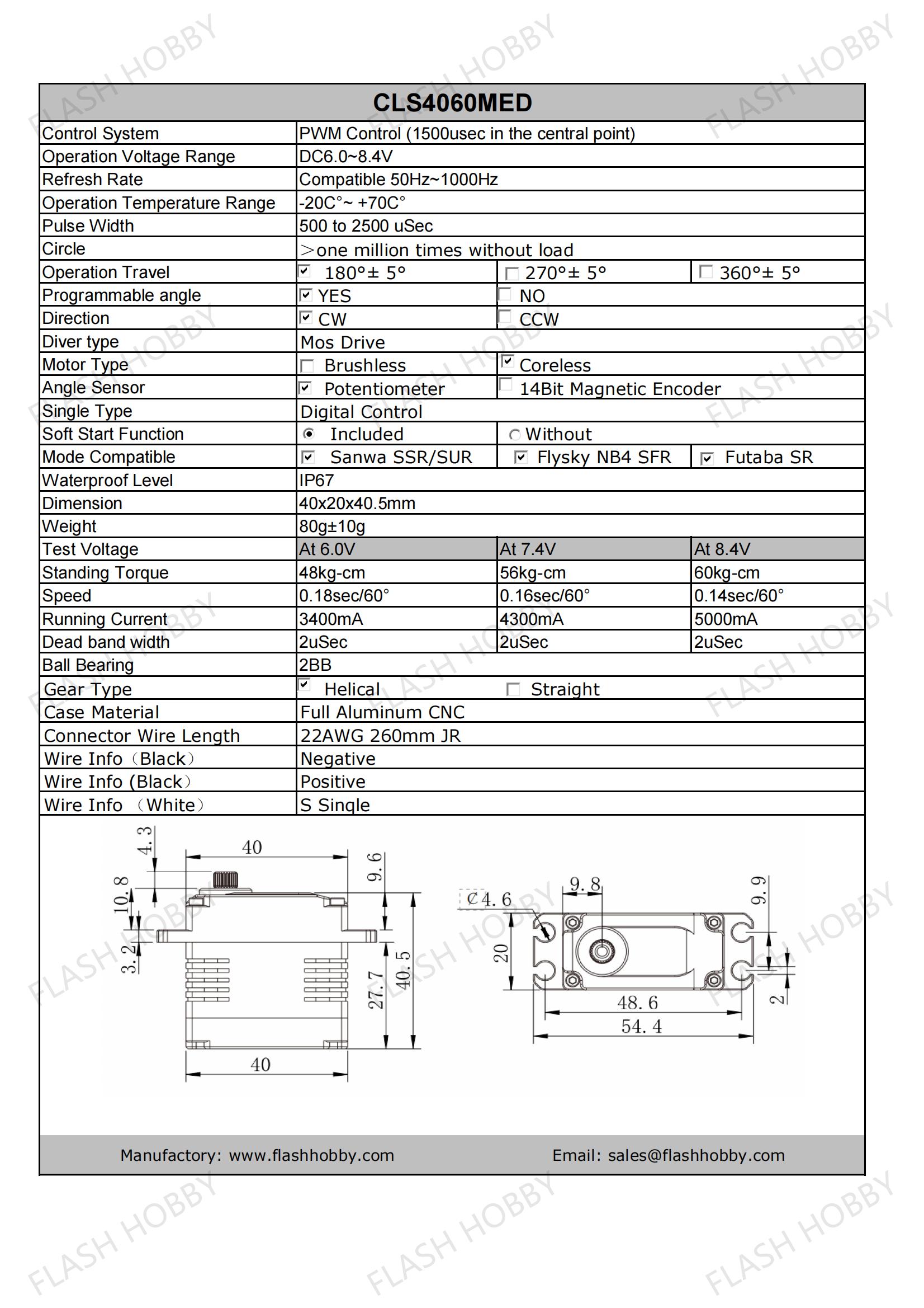 Servo sem núcleo CLS4060RP 60KG