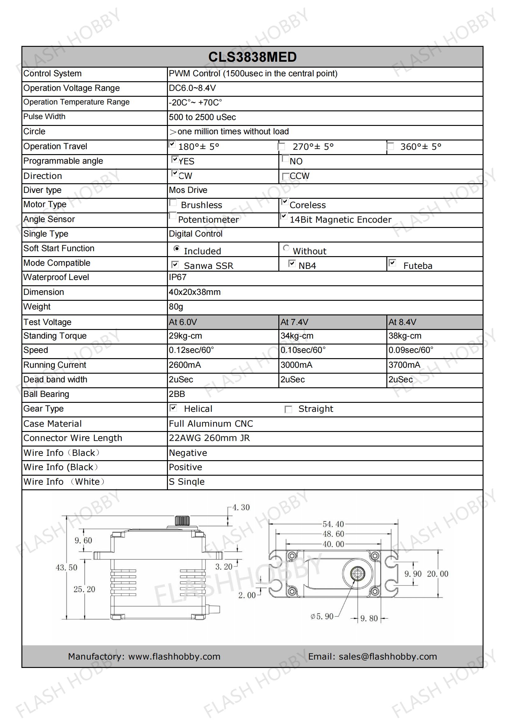 Servo sem núcleo CLS3838MED 38KG